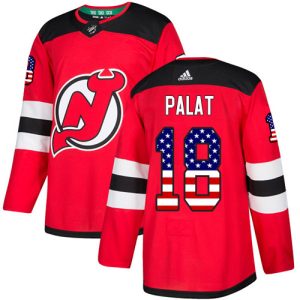 Adidas Devils #18 Ondrej Palat Red Home Authentic USA Flag Stitched NHL Jersey