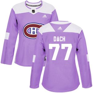 Adidas Canadiens #77 Kirby Dach Purple Authentic Fights Cancer Women's Stitched NHL Jersey