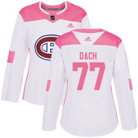 cheap Adidas Canadiens #77 Kirby Dach White/Pink Authentic Fashion Women's Stitched NHL Jersey