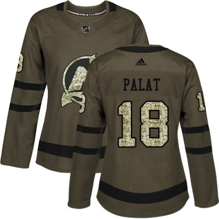 Adidas Devils #18 Ondrej Palat Green Salute to Service Women's Stitched NHL Jersey