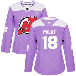 elite Adidas Devils #18 Ondrej Palat Purple Authentic Fights Cancer Women's Stitched NHL Jersey