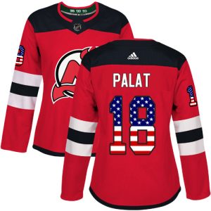 wholesale Adidas Devils #18 Ondrej Palat Red Home Authentic USA Flag Women's Stitched NHL Jersey