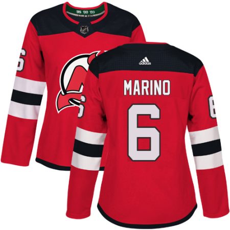 Adidas Devils #6 John Marino Red Home Authentic Women's Stitched NHL Jersey