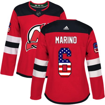 adidas devils #6 john marino red home authentic usa flag women's stitched nhl cheap jersey