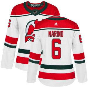 elite Adidas Devils #6 John Marino White Alternate Authentic Women's Stitched NHL Jersey