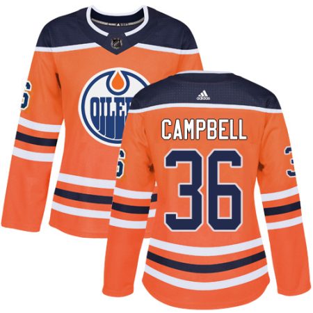 cheap Adidas Oilers #36 Jack Campbell Orange Home Authentic Women's Stitched NHL Jersey