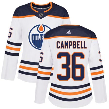 wholesale Adidas Oilers #36 Jack Campbell White Road Authentic Women's Stitched NHL Jersey