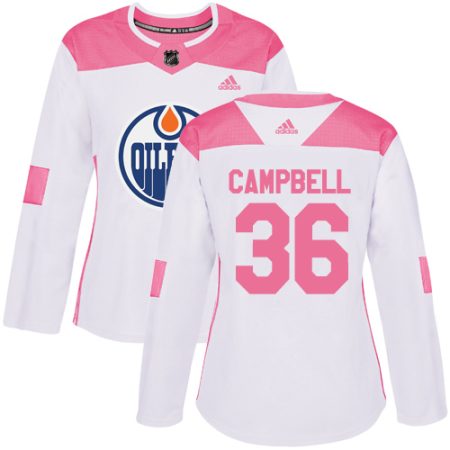 wholesale Adidas Oilers #36 Jack Campbell White/Pink Authentic Fashion Women's Stitched NHL Jersey