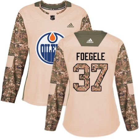 Adidas Oilers #37 Warren Foegele Camo Authentic 2024 Veterans Day Women's Stitched NHL Jersey