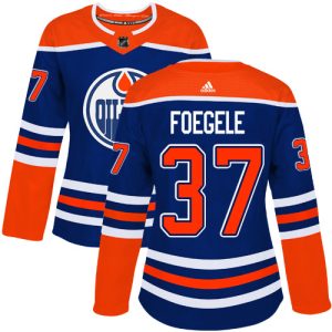 wholesale Adidas Oilers #37 Warren Foegele Royal Alternate Authentic Women's Stitched NHL Jersey