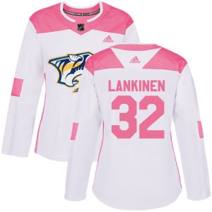 elite Adidas Predators #32 Kevin Lankinen White/Pink Authentic Fashion Women's Stitched NHL Jersey