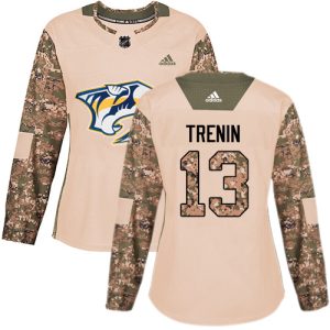 Adidas Predators #13 Yakov Trenin Camo Authentic 2024 Veterans Day Women's Stitched NHL Jersey