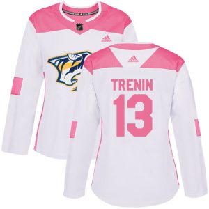 Adidas Predators #13 Yakov Trenin White/Pink Authentic Fashion Women's Stitched NHL Jersey