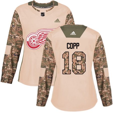 cheap Adidas Red Wings #18 Andrew Copp Camo Authentic 2024 Veterans Day Women's Stitched NHL Jersey