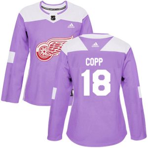 wholesale Adidas Red Wings #18 Andrew Copp Purple Authentic Fights Cancer Women's Stitched NHL Jersey