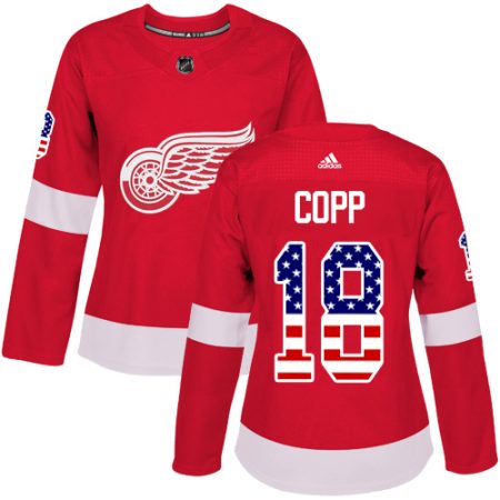 adidas red wings #18 andrew copp red home authentic usa flag women's stitched nhl elite jersey