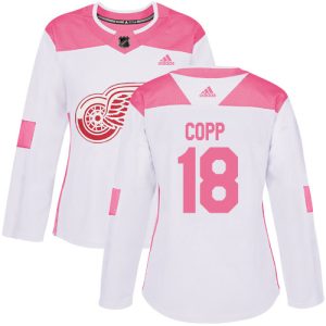 adidas red wings #18 andrew copp white/pink authentic fashion women's stitched nhl wholesale jersey