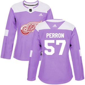 Adidas Red Wings #57 David Perron Purple Authentic Fights Cancer Women's Stitched NHL Jersey