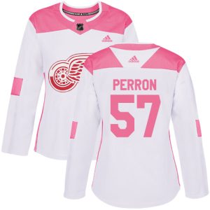 Adidas Red Wings #57 David Perron White/Pink Authentic Fashion Women's Stitched NHL Jersey