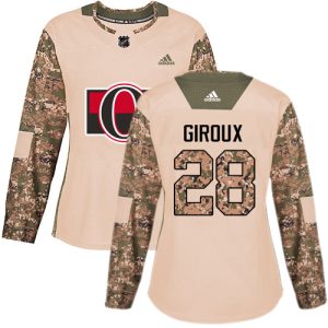 adidas senators #28 claude giroux camo authentic 2024 veterans day women's stitched nhl elite jersey