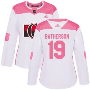 Adidas Senators #19 Drake Batherson White/Pink Authentic Fashion Women's Stitched NHL Jersey