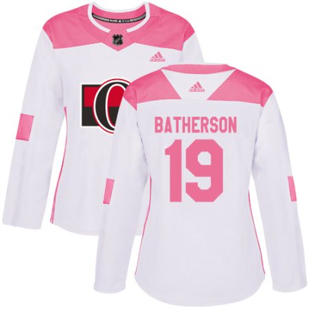 Adidas Senators #19 Drake Batherson White/Pink Authentic Fashion Women's Stitched NHL Jersey