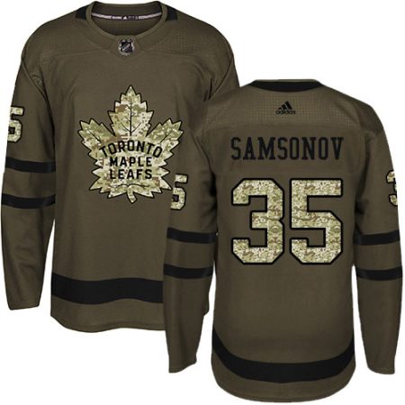 Adidas Maple Leafs #35 Ilya Samsonov Green Salute to Service Stitched Youth NHL Jersey