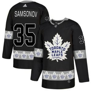 Adidas Maple Leafs #35 Ilya Samsonov Black Authentic Team Logo Fashion Stitched Youth NHL Jersey