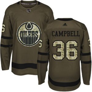 elite Adidas Oilers #36 Jack Campbell Green Salute to Service Stitched Youth NHL Jersey