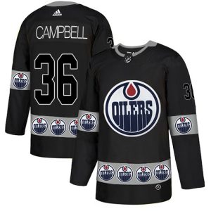 Adidas Oilers #36 Jack Campbell Black Authentic Team Logo Fashion Stitched Youth NHL Jersey