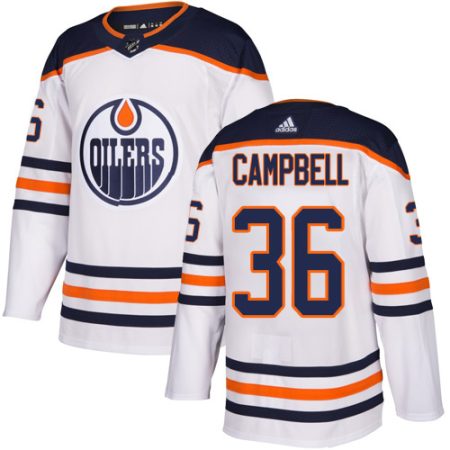 Adidas Oilers #36 Jack Campbell White Road Authentic Stitched Youth NHL Jersey