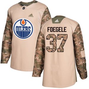 cheap Adidas Oilers #37 Warren Foegele Camo Authentic 2024 Veterans Day Stitched Youth NHL Jersey