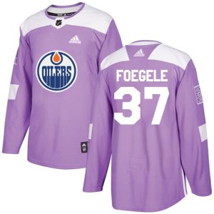 Adidas Oilers #37 Warren Foegele Purple Authentic Fights Cancer Stitched Youth NHL Jersey