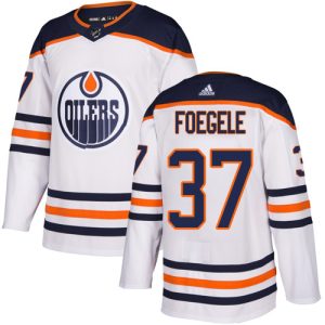 Adidas Oilers #37 Warren Foegele White Road Authentic Stitched Youth NHL Jersey