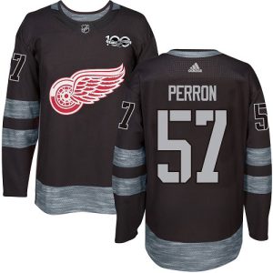 adidas red wings #57 david perron black 1917- 2024 100th anniversary stitched youth nhl cheap jersey