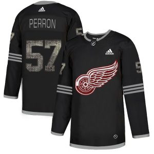 Adidas Red Wings #57 David Perron Black Authentic Classic Stitched Youth NHL Jersey