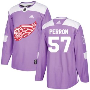 elite Adidas Red Wings #57 David Perron Purple Authentic Fights Cancer Stitched Youth NHL Jersey