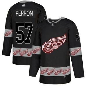 elite Adidas Red Wings #57 David Perron Black Authentic Team Logo Fashion Stitched Youth NHL Jersey