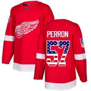 adidas red wings #57 david perron red home authentic usa flag stitched youth nhl cheap jersey