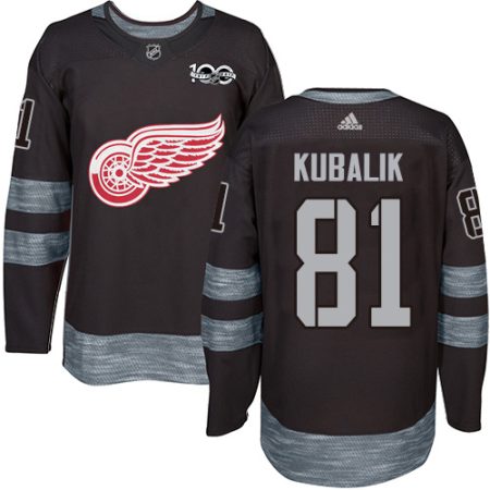 Adidas Red Wings #81 Dominik Kubalik Black 1917- 2024 100th Anniversary Stitched Youth NHL Jersey