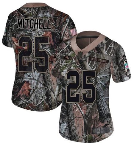 cheap 49ers #25 Elijah Mitchell Camo Women's Stitched NFL Limited Rush Realtree Jersey