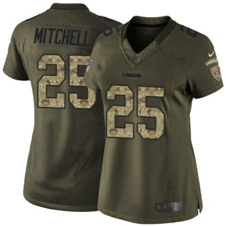 49ers #25 Elijah Mitchell Green Women's Stitched NFL Limited 2024 Salute To Service Jersey