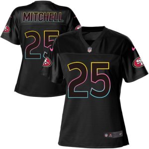 elite 49ers #25 Elijah Mitchell Black Women's NFL Fashion Game Jersey