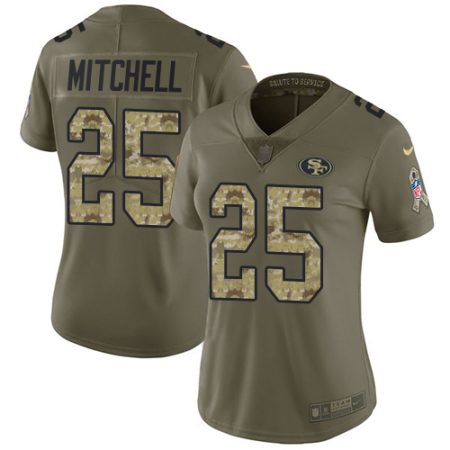 wholesale 49ers #25 Elijah Mitchell Olive/Camo Women's Stitched NFL Limited 2024 Salute To Service Jersey