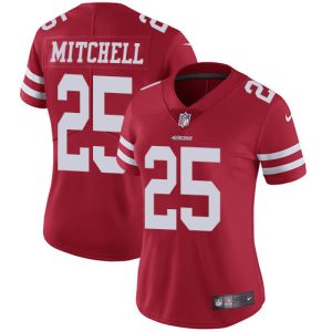 49ers #25 Elijah Mitchell Red Team Color Women's Stitched NFL Vapor Untouchable Limited Jersey