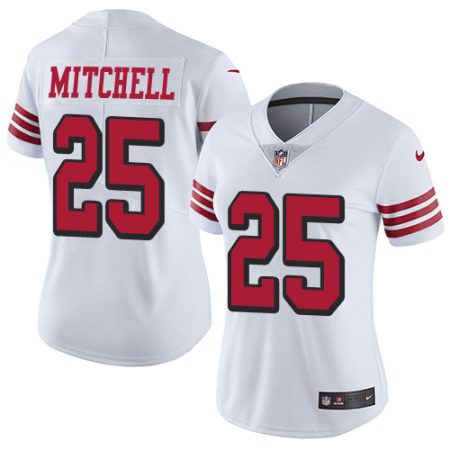 cheap 49ers #25 Elijah Mitchell White Rush Women's Stitched NFL Vapor Untouchable Limited Jersey