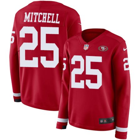 49ers #25 elijah mitchell red team color women's stitched nfl limited therma long sleeve wholesale jersey