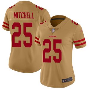 49ers #25 elijah mitchell gold women's stitched nfl limited inverted legend 100th season wholesale jersey