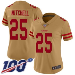 cheap 49ers #25 Elijah Mitchell Gold Women's Stitched NFL Limited Inverted Legend Jersey