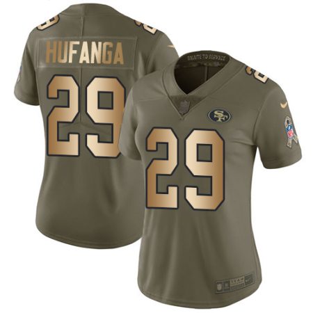 49ers #29 talanoa hufanga olive/gold women's stitched nfl limited 2024 salute to service cheap jersey